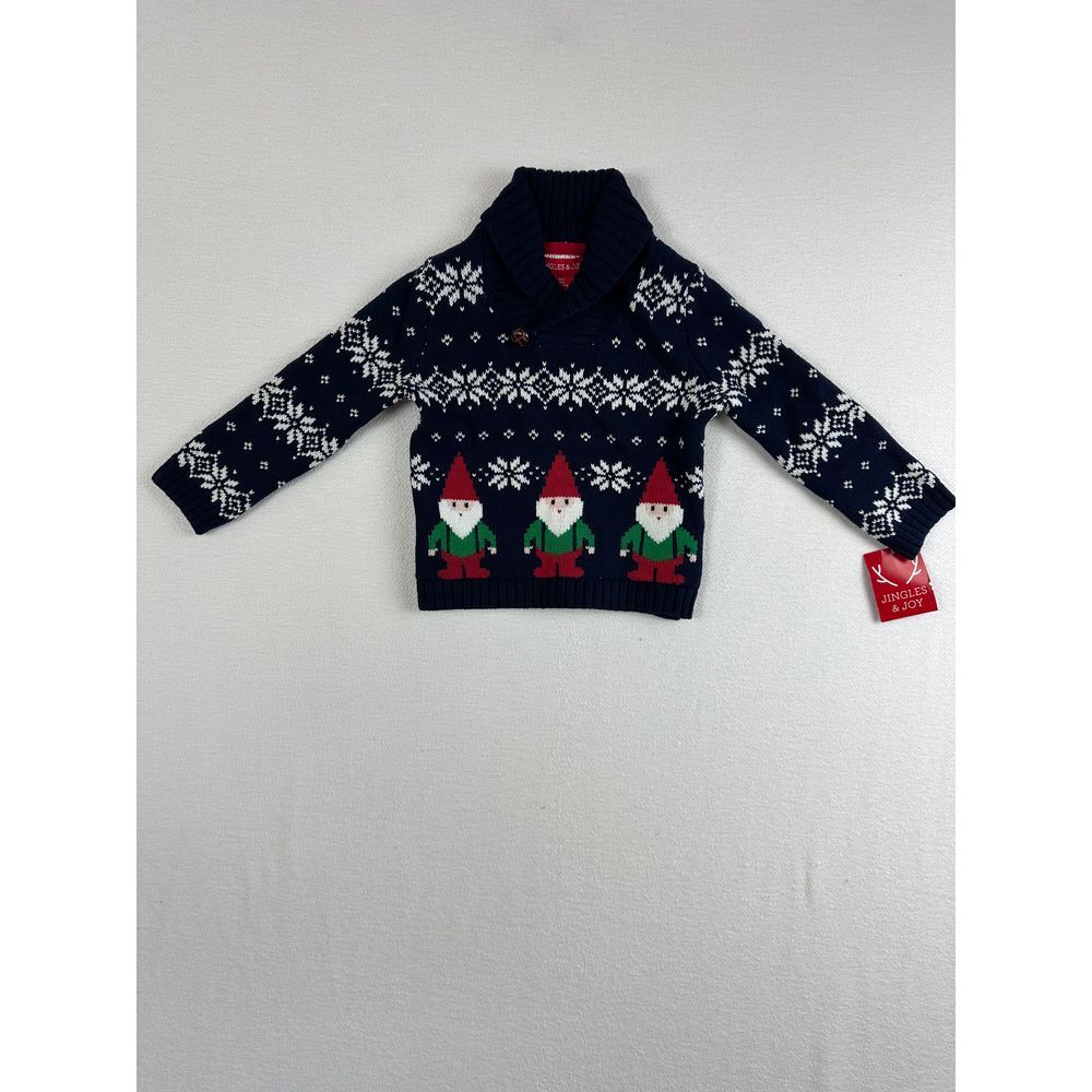 Jingles & Joy Sweater Boys 18M Christmas Sweater Santa Pattern‎ With Snowflakes